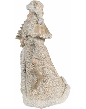 Clayre & Eef Christmas Decoration Statue Father Christmas Gold-coloured, White 8x8x15 cm