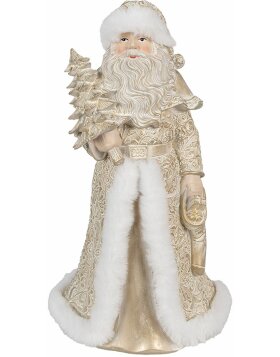 Christmas decoration statue Father Christmas gold-coloured, white 17x14x32 cm