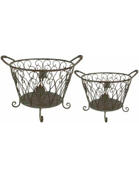 Clayre & Eef storage basket (set of 2) green, brown 41x33x29 - 35x28x24 cm