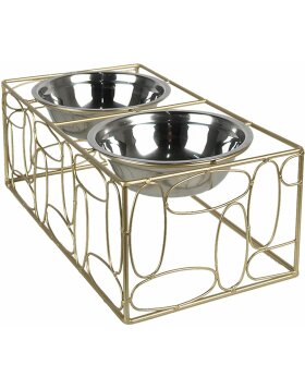 Clayre & Eef 6Y5429 Food Bowl Dog Cat Gold coloured 38x20x13 cm - 2x500 ml