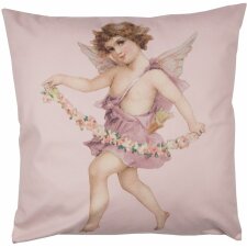 Clayre & Eef SWC21 Poszewka na poduszkę różowa z aniołkiem 45x45 cm