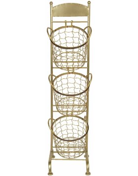 Clayre & Eef 5Y0643GO Iron shelf with baskets 30x25x98 cm Gold coloured