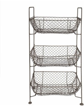 Clayre & Eef 5Y1192 Iron shelf with baskets 35x26x71 cm Brown