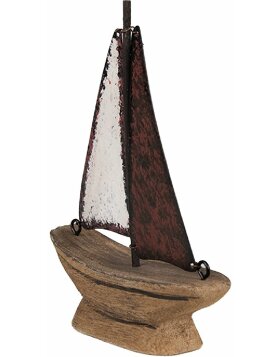 Clayre & Eef 6H2334 Decorative model boat 11x3x13cm in brown red