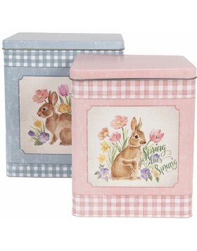 Clayre &amp; Eef 6Y5508 Tin Box Set of 2 Blue Pink...