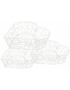 Clayre & Eef 6Y5540 Basket set of 3 white 25x25x7/20x20x6/15x15x6 cm