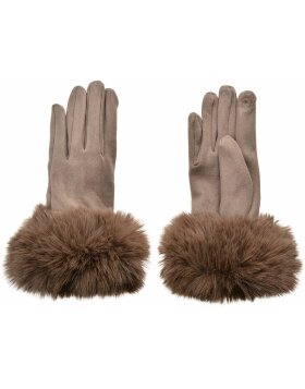 Juleeze JZGL0064BE Ladies Gloves Fur Trim Brown One Size