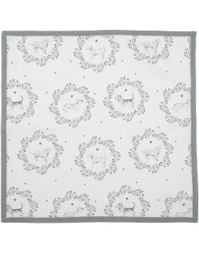 Clayre & Eef LGD43 cloth napkins white/grey motif 40x40cm set of 6