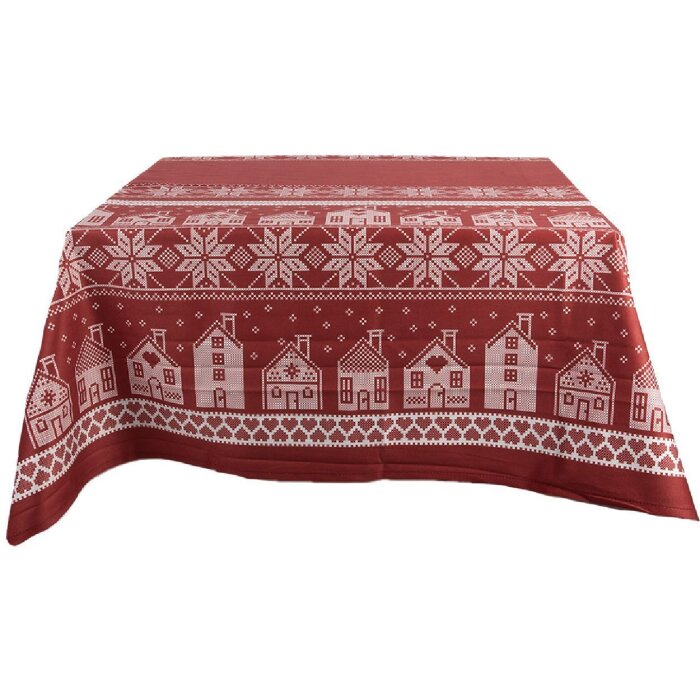Weihnachtstischdecke rot-weiß Clayre & Eef 140x220 cm