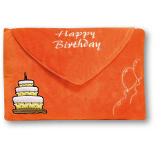 Picture frame pillow Happy Birthday orange