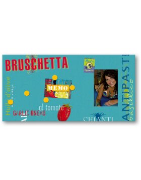 Bruschetta wooden picture frame with magnets for cooking recipes