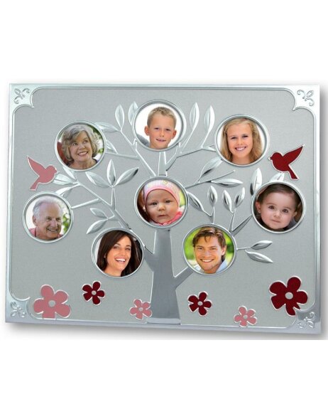 LIFE TREE PINK metal frame family tree pink red