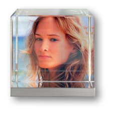 3D crystal photo cube with metal edge
