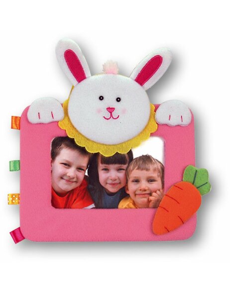 Fabric picture frame bunny 10x15 cm pink