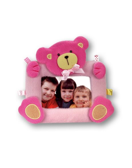 Fabric photo frame Bear 10x15 cm pink