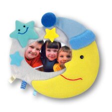 Fabric Picture Frame Moon 10x15 cm blue