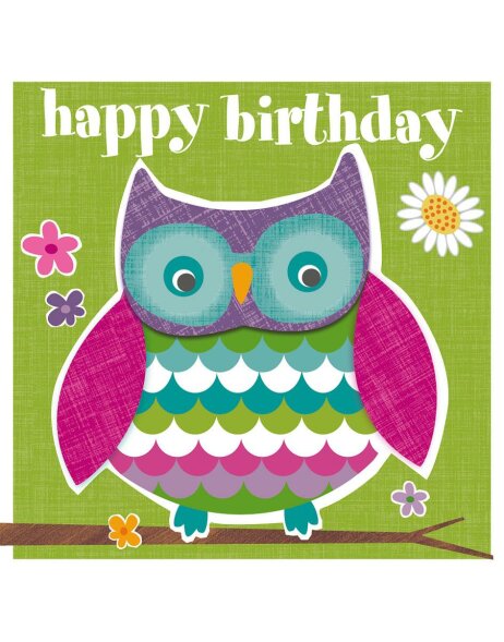 Mini tarjeta Artebene Happy Birthday-owl