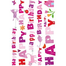 Geburtstagskarte Happy Birthday Typo pink