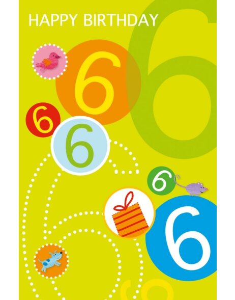 Glitterkarte Geburtstagskarte zum 6. Geburtstag