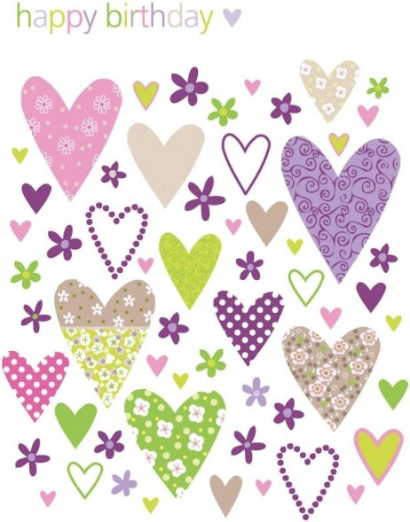 Artebene Card Birthday-Hearts-Pattern Mix-