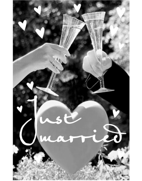 Artebene carte gaufrage-Just Married-verres &agrave; champagne-c&oelig;ur
