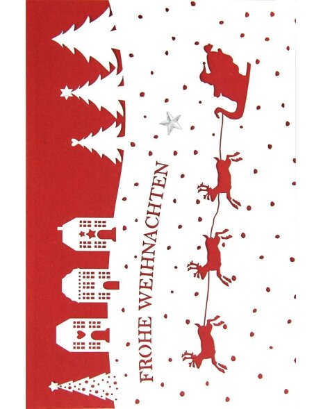 Artebene Karte Laser-Weihnachten-Schlitten-rot