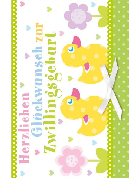 ARTEBENE card birth - Gemini - duckling - glitter