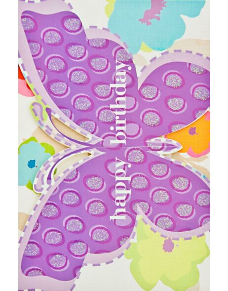 Artebene Kaart Verjaardag-Butterfly-Glitter-