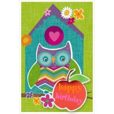 Artebene carte gaufrage-birthday-pomme-hibou-