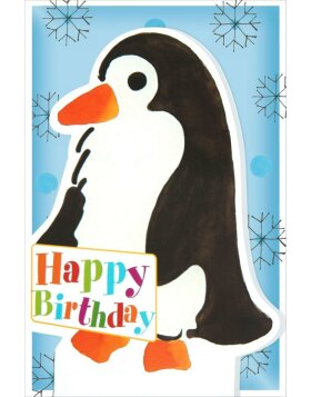 Art Level Card Stand-up-Compleanno-Pinguino-Glitter