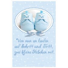 Artebene tarjeta en relieve-bebé-patucos-azul