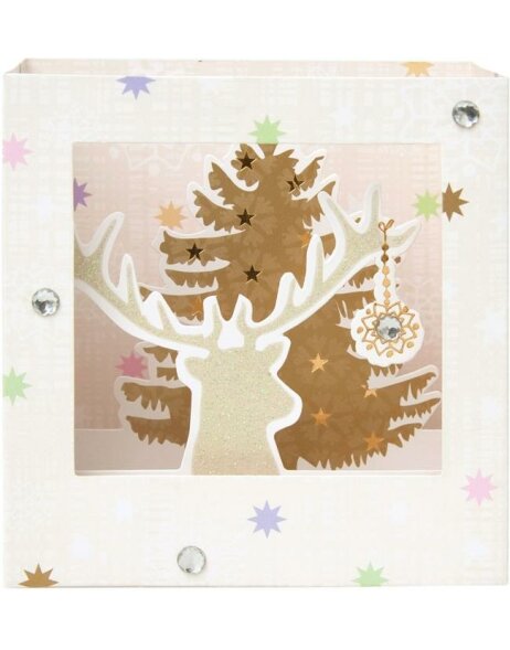 Art Level Card Pop-up-Deer-Fir-Glitter-Rhinestone