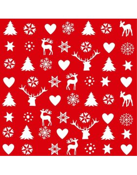 Paper napkins Christmas symbols - red