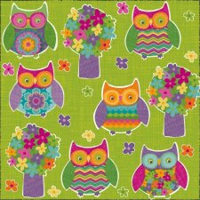 Paper napkins owl - small - green