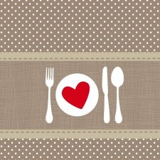 Paper napkins dot - Heart - taupe