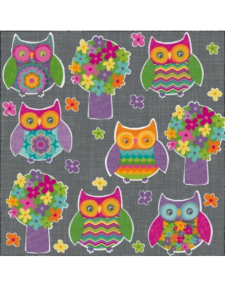 Paper napkins owl - small - anthracite