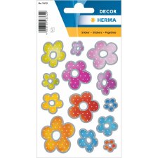 Étiquettes décoratives HERMA DECOR fleurs gaufrage argenté 2fl.