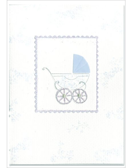 Artebene Karte Geburt-Kinderwagen-bleu