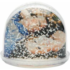 Glitter globe with snow, height 80 mm