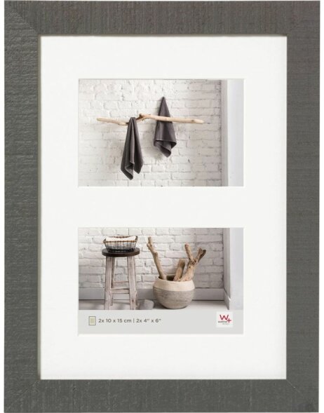 Walther Wooden Gallery Frame Home 2 Photos 10x15 cm Grey