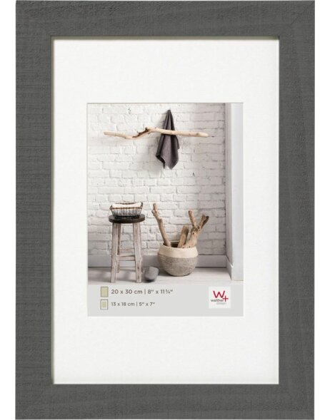 Home wooden frame 18x24 cm grey with mat 13x18 cm