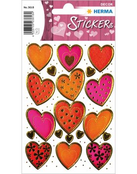 DECOR stickers Hearts, Gold embossing 2 sheet