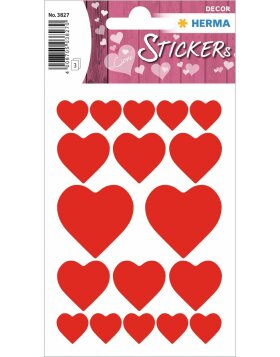 DECOR stickers hearts red 3 sheets
