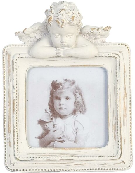 Photo frame 5 x 5 cm squared white with angel