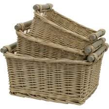 3-piece basket set with wooden handles