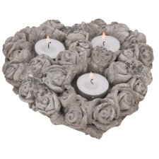 original tea light heart-shaped gray stone