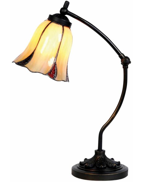 LumiLamp 5LL-5130 Lampa stołowa Tiffany &Oslash; 15x46 cm Lampa biurkowa ze szkła beżowego