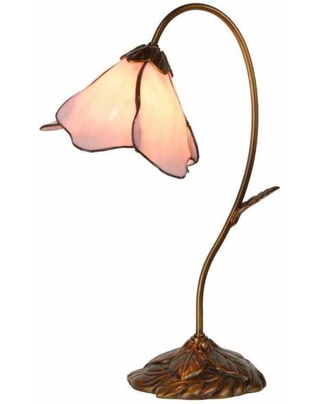 LumiLamp 5LL-5327 Lampe de table Tiffany 30x48 cm Beige Rose Verre Lampe de bureau