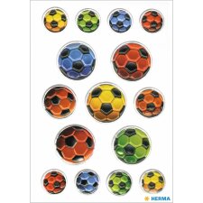 herma Étiquettes décoratives magic Ballons de foot multicolores, gaufrées