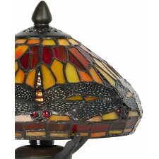LumiLamp 5LL-9295 Lampa stołowa Tiffany Ø 22x21 cm Brązowo-czerwona szklana ważka